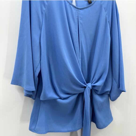 NWT Express Mock Wrap with Front Tie Accent Long Keyhole Neckline Size M - Picture 8 of 10